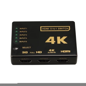 Best selling HDMI Switch 5x1 Switcher Selector 3D support 4k With IR Remote HDMI Splitter Infrared Receiving Cable