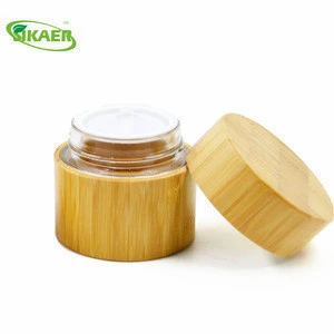 Biodegradable 30g 50g eco-friendly organic bamboo glass cosmetic jars