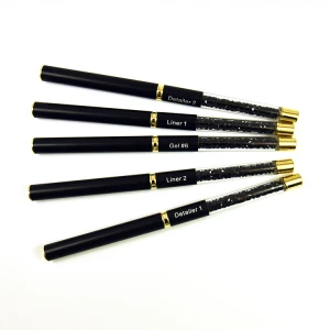 Black crystle handle nylon hair liner brushes & flat brush nail art brush set