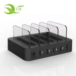 Black/Sliver USB Charging Station Dock 4-Port Fast Charge Docking Station for Multiple Devices