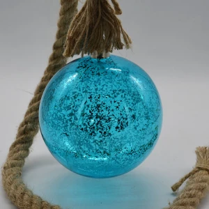 Blue mercury LED lights glass ball with hemp rope for Christmas decoration