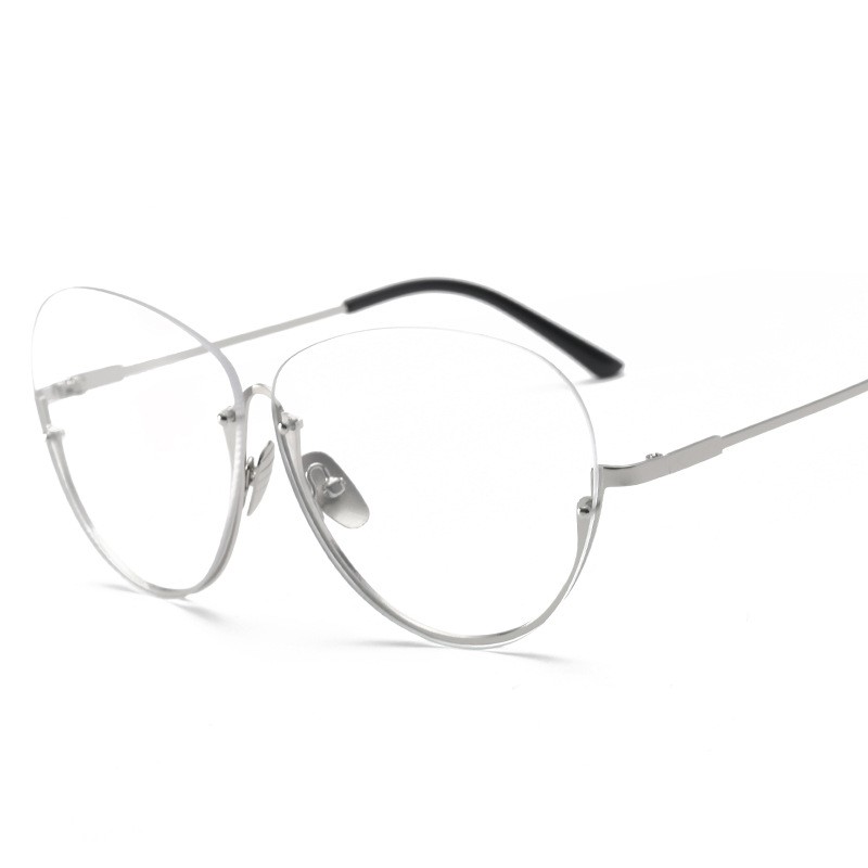 Bogoo 2020 Trend Flat Eyewear Men Semi Rimless Plain Glasses Women Unique Design Optical Frame Oculos Clear Lens Gafas Sunglass