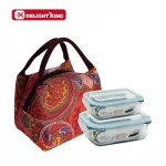 Borosilicate glass storage boxes bins with bag cookware sets airtight containers set high quality clear glass lunch box