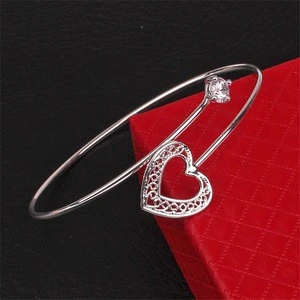 Bracelet Factory Tiny original Design Make Crystal Adjustable Bangle Heart Charm Copper Bangle