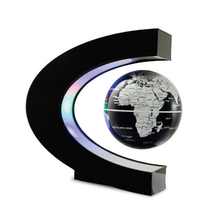 C Shape Magnetic Rotating Levitation Floating Globe With Light Home Decoration US EU AU UK Plug