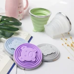 Cartoon travel folding mug environmental protection silica gel mark cup portable mouthwash cup retractable drinking cup
