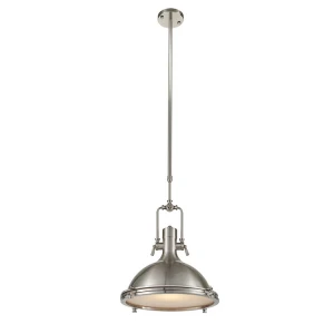 Chandelier Lighting Vintage Luxury Satin Nickel Industrial Single Etched Glass Dome Pendant Lamp With Nice Glow
