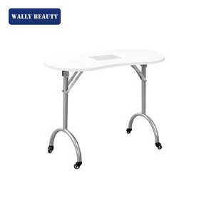 cheap MDF simple design white manicure table nail salon furniture with hand cushion fan machine WALLY BEAUTY WL-M108A