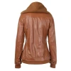 cheap price keep warm PU Leather Winter Women Jacket with Hoody Insert