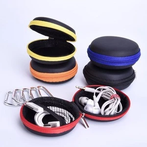 Chengde Custom-made Hard EVA Carrying Case Round Earphone Storage Bag with Climbing Hook for Earbud USB Cable MP3 Oct12S