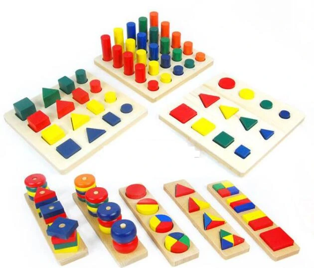 children toys new 2016 Montessori Preschool eight sets of sensory aids early childhood cognitive geometry combination family set