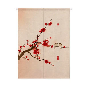 Chinese Shower Curtain Living Room Kitchen Cotton Linen Curtain fabric Half Open Door Valance Short Curtains