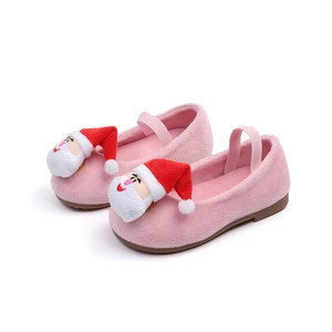 Christmas Santa Claus Elk Children Shoes Cartoon Girls Peas Suede Non-slip Flat Princess Kids Girls Baby Shoes