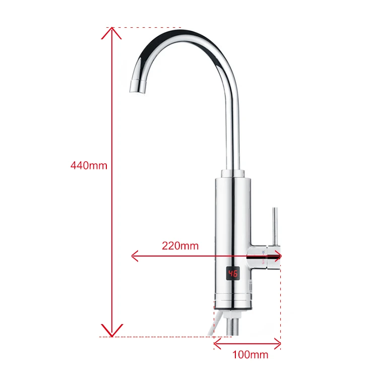 Chrome Finishing Digital Instant Fast Heating Water Heater Tap
