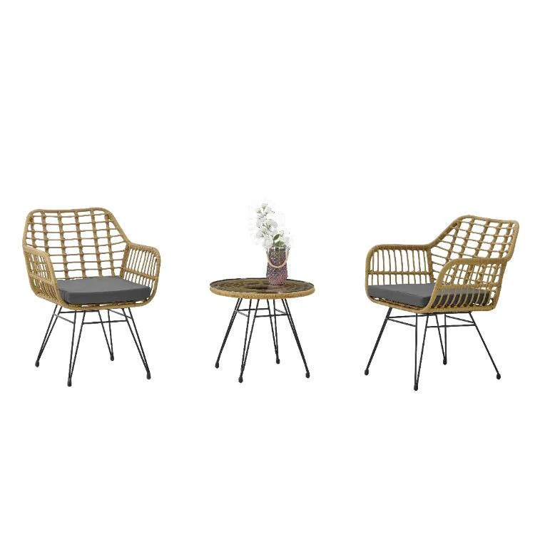 Classic High Quality Rattan  Chairs and Table Coffee Set Outdoor Indoor Garden Furniture