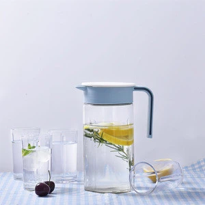 Clear Glass Water Pitcher Hot Cold Water Jug with Lid with Handle