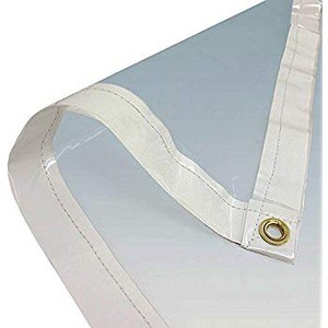 Clear Tarp Waterproof PVC Transparent Plastic Shed Cloth Greenhouse Sheet Covers Rainproof with Grommets, 400g