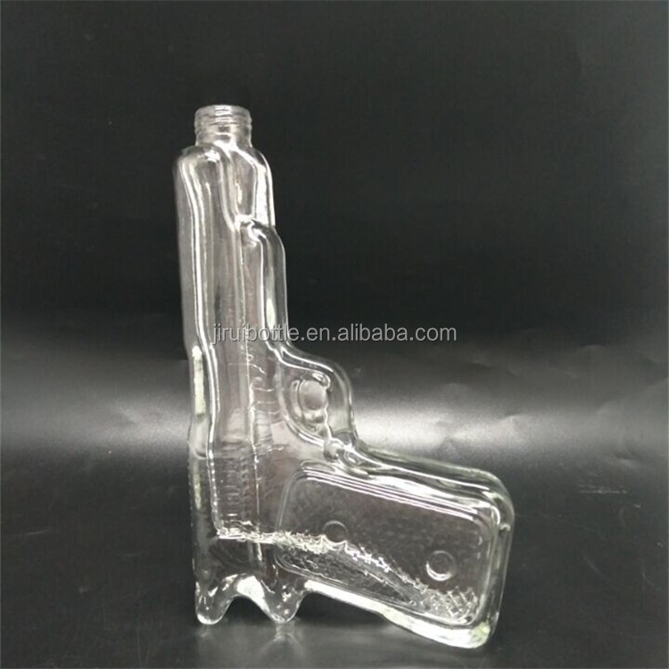 clear unique gun shape glass wine bottles