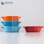 Colored Round Ceramic French Onion Soup Bowl Oven Baking Tray