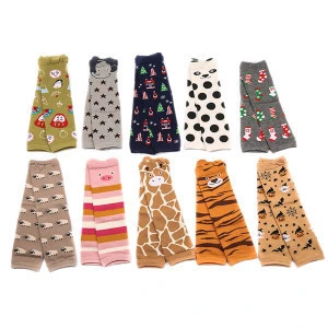 Colorful cartoon  pure cotton baby and toddler soft breathable warm leg warmer  knee socks
