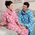 Import Cozy warm printed terry flannel pajamas set coral fleece sleep wear for unisex kids from China