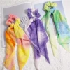 Cross-border tie-dye streamer large intestine circle hair ring rainbow printing dyeing mesh ponytail bundle hair rope
