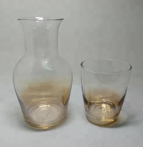 custom amber luster clear mini glass water juice carafe bottle pot with lid