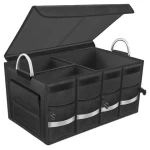 Custom Design Oxford Foldable Cargo Storage Box Collapsible Multi-Compartment Foldable Trunk Organizer with cover