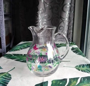 custom hand blown decorative shaped glass tea water pitcher