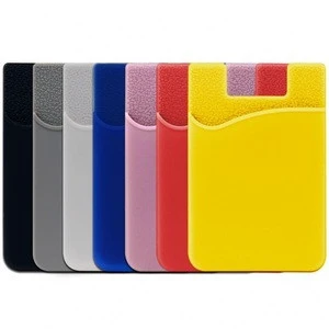 Custom Logo Card Holder Pocket Sticky Phone Adhesive Silicone ID Credit Card Holder