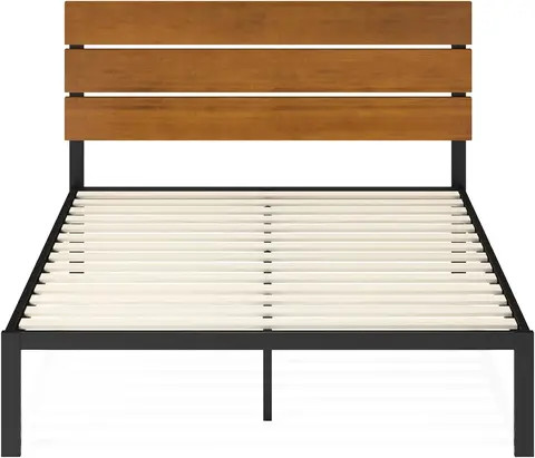 Custom low cost single metal bed frame with wooden strip bed base