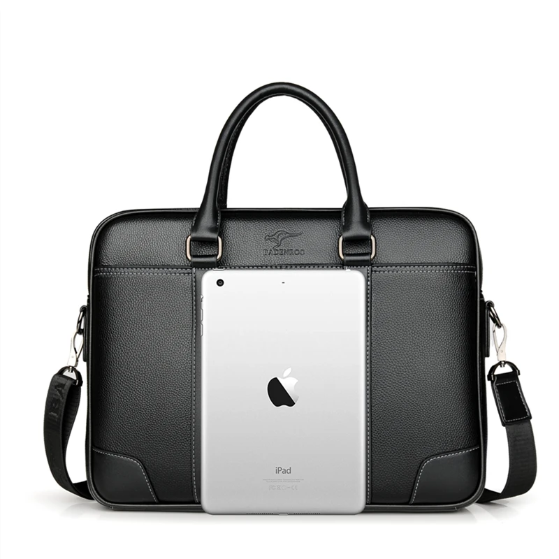 Custom Men&#x27;s Briefcase Leather Retro Notebook Shoulder Diagonal Bag Business Casual Handbag
