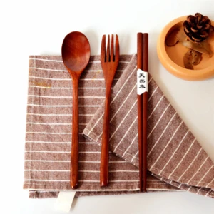 Custom natural wooden chopsticks fork spoon flatware sets