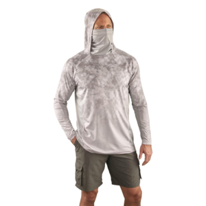 Custom UPF 50+ Sun Protection Men&#39;s 95% Polyester 5% Spandex Cool Fishing shirt Hoodie with Neck Gaiter