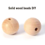 Custom Wholesale 20mm Handmade Wooden Beads DIY Carved Round Loose Wooden Beads