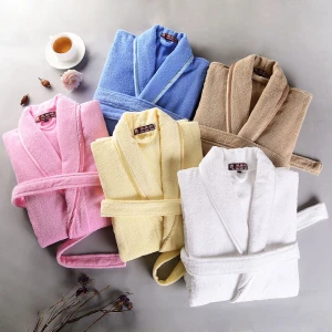 Customized hight quality unisex adult kids hotel quick drying Terry cotton bathrobe