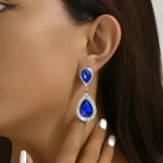 Diamond-encrusted water drop earrings Long earrings are popular for women