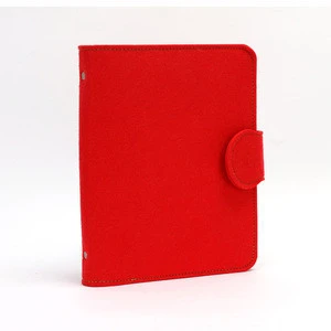 Double Layer Dairy Recycle Ring Binder felt notebook cover with Card Holder