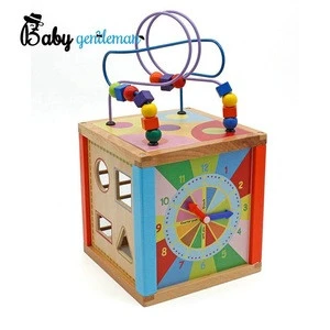 Early learning activity cube wooden educational toys for toddlers Z11171B