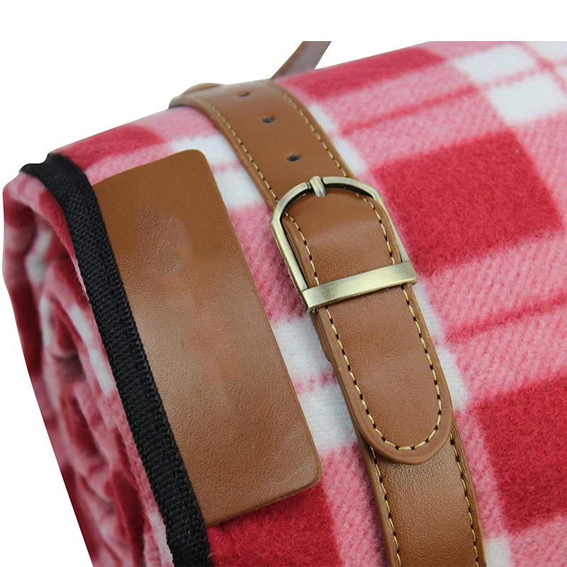 Easy Carrying Leather Hands Design Canvas Wholesale Waterproof Lightweight Picnic Rug Blanket