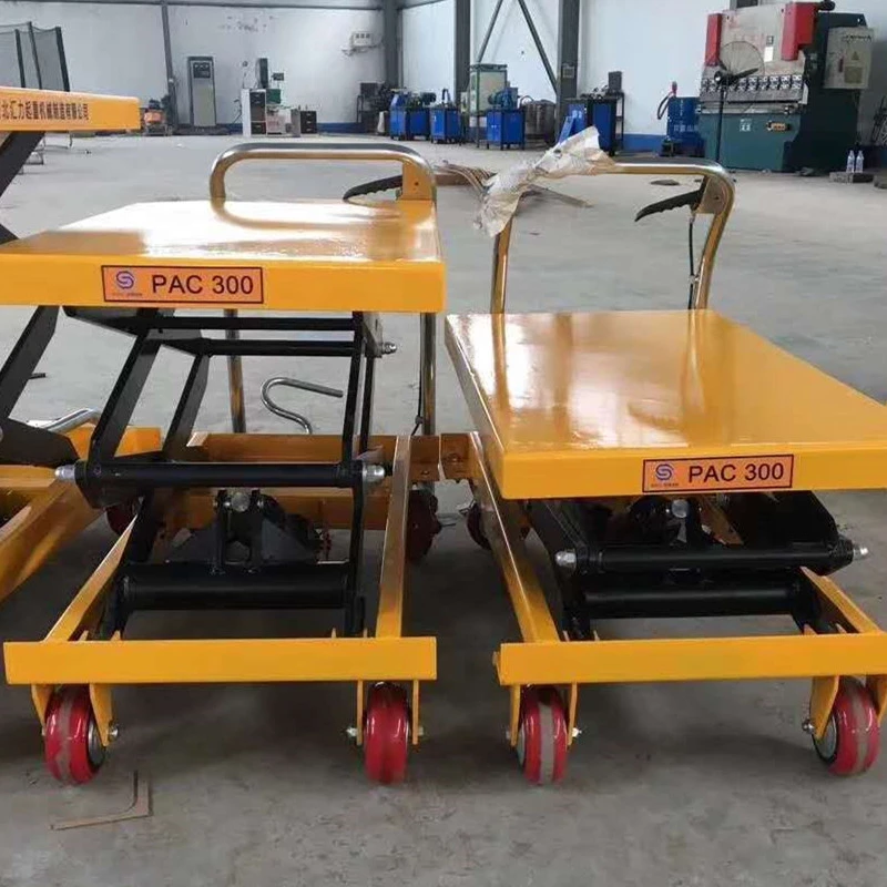 Easy-operation Scissor High Lift Manual Lift Table With Wheels