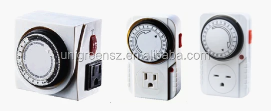 Easy-operation small 24 Hours mechanical timer with switch &amp; two side outlets