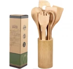 Eco-friendly Biodegradable Home Use Reusable 7pcs Bamboo utensils cooking utensils Spatulas Set