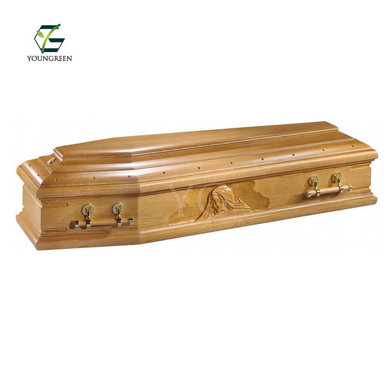 Ecological Antique Funeral Wooden Cremation Coffin and Casket