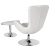 Egg Series White LeatherSoft Side Reception Chair with Ottoman