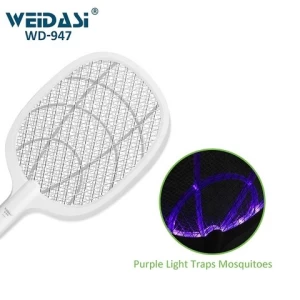 Electric Fly Swatter Led Light Rechargeable Fly Mosquito Racket Killer Lamp