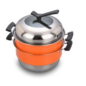Electric Food Steamer Pot with Red Color ,Detachable Cooking Ware