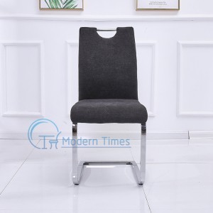 elegant modern chrome legs High Back Faux leather Luxury Black Z Shape Industrial Leather Dining Chair