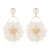 Import European and American new ladies cloth chrysanthemum alloy pearl stud pink flower earrings from China