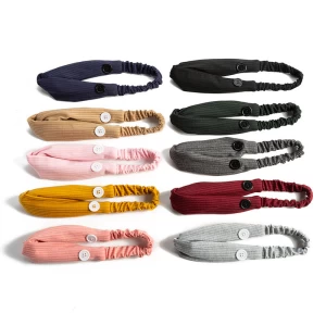 European and American pure color yoga knitting sports cross button headband for ladies hair accessories